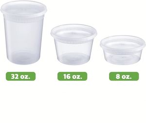 <b>Microwaveable</b> Round With <b>Lid</b> 8 16 32 Oz Takeaway Deli Cup Box Food Storage Container Pp Plastic - Product Image 4