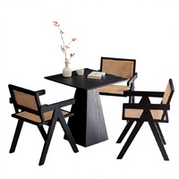 Table basse carrée en bois massif, noire, style vintage, petite, pour la maison, nécessite l'assemblage, utilisation commerciale