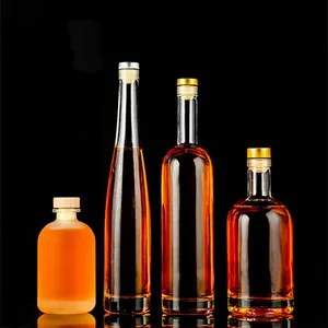 زجاجات كحول فارغة 375 مل 500 مل 750 مل 1000 مل للمشروبات من شركات تصنيع الويسكي والتكيلا مرتفعة الطلب