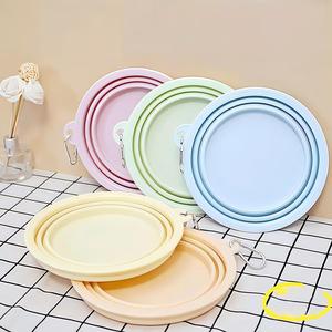 <b>Portable</b> Modern Solid Collapsible Silicone Pet <b>Bowls</b> Feeders Anti Slip Custom Logo for <b>Dogs</b> Walking Drinking Outdoor - Product Image 5