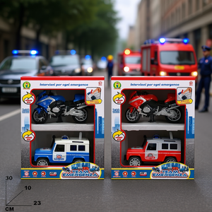 ชุดรถฉุกเฉินทีมเอเมอร์เจนซา ขนาด 1:20 รถตำรวจ รถดับเพลิง รถกู้ภัย และมอเตอร์ไซค์ ของเล่นสำหรับเด็กอายุ 3 ปีขึ้นไป - Product Image 3