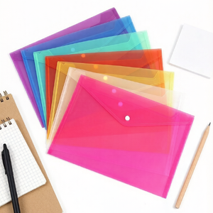 Colorful Snap Button A4 PP Plastic Pocket File Folder School Office Binder Holder for Organizing Printer Paper & <b>Documents</b> - Product Image 1