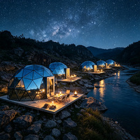 Tente Dôme en Verre Ciel Étoilé, Maison Igloo Géodésique de Luxe, Hébergement Confortable pour Glamping en Résidence Naturelle