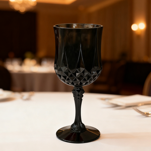 كؤوس شرب نبيذ بلاستيكية عتيقة باللون الأزرق من الكريستال الشفاف، أدوات مائدة زجاجية كلاسيكية لمستلزمات الحفلات والمناسبات الكبرى وحفلات الزفاف - Product Image 5