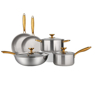 Tùy Chỉnh Tinh Khiết Titan Không Dính Súp Sữa Frying Pan <span class=keywords><strong>Set</strong></span> Thiết Kế Hiện Đại Kim Loại Chảo Và Nồi Mạ Vàng Không Tráng Titan Nồi - Product Image 2