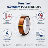Cinta Aislante de Poliimida PI de 0.076mm con Adhesivo de Silicona, Color Ámbar, UL94 V-0, para PCB, Soldadura por Ola, Enmascaramiento, Motor, Transformador