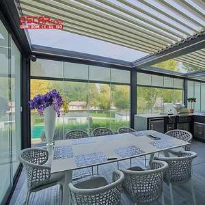 Pergola rétractable moderne pour patio extérieur, imperméable, avec revêtement en poudre, motorisée ou manuelle, pour jardin, <span class=keywords><strong>solarium</strong></span> - Product Image 1