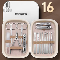 Nouvel ensemble de coupe-ongles 18-en-1 haut de gamme en acier inoxydable, pinces bec d'aigle, kit de manucure et pédicure portable, outil de coupe d'ongles