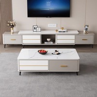 Meuble TV moderne de luxe en bois marbre extensible et ensemble de table basse support de chambre salon meubles flottants de qualité design