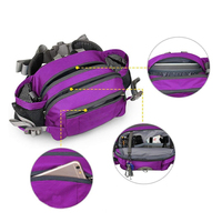 Riñonera Deportiva Personalizada Morada Antirrobo con GPS y 2 Porta Botellas de Agua para Senderismo, Caminatas, Trotar, Acampar, Unisex, de Nailon