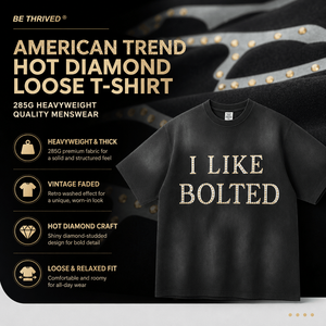 T-shirt noir surdimensionné pour homme AnHeng avec imprimé « I Like Bolted », style streetwear, manches courtes, jersey de coton, col rond - Product Image 2