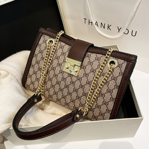 Bolso de Mano Cuadrado de Gran Capacidad con Patrón Geométrico de Lujo para Mujer, con Cierre de Cremallera, Correa de Cadena y Asa para Llevar al Hombro - Product Image 6