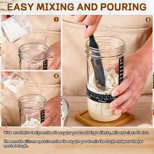 Nouveau design de pot à levain premium avec thermomètre/bande de marquage de la date/racloir/taie en tissu et couvercle en métal - Product Image 5