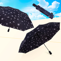 Parapluie pliant pour femme à ouverture automatique, imprimé pissenlit, élégant et abordable