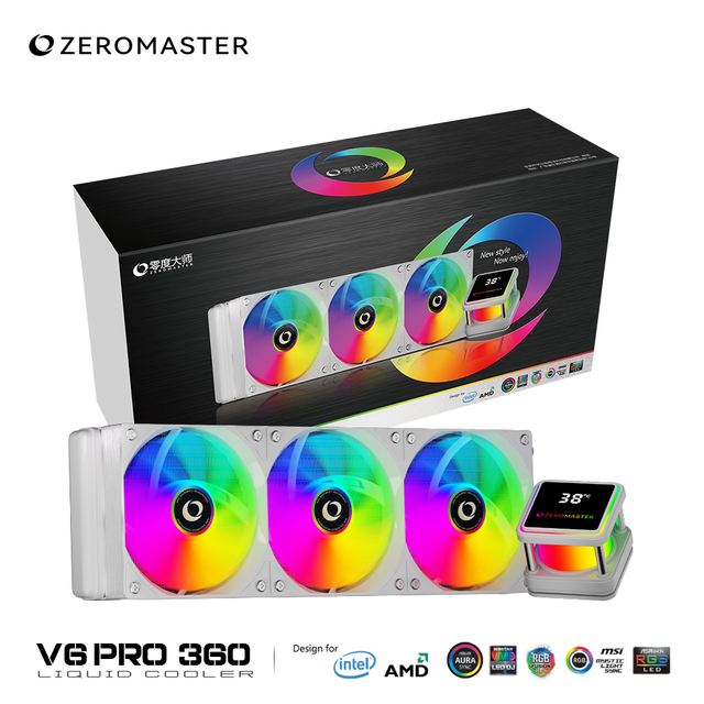 Zeromaster High Efficiency 360mm CPU Liquid Cooler 12V Infinite Halos ARGB Aura Sync Gaming Desktop Computer,water Cooling