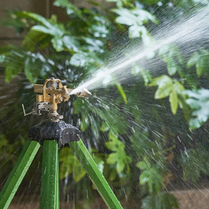 Adjustable Height Tripod Sprinkler with Brass Impact Head Rotating Lawn Sprinkler for Garden Yard Irrigation Large Area Coverage - Product Image 1