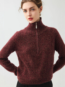 Suéter de Cachemira Grueso de 7gg para <span class=keywords><strong>Mujer</strong></span>, Suéter de <span class=keywords><strong>Cuello</strong></span> <span class=keywords><strong>Alto</strong></span> de Lana de Cachemira de Mongolia Interior con Cremallera de 1/4, Venta al por Mayor para Invierno - Product Image 4