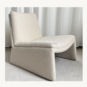 Divano moderno in legno mobili soggiorno tessuto semplice morbido e confortevole morbido per il tempo libero divano singolo in lana d'agnello - Product Image 1