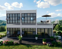 Maison conteneur empilable moderne avec terrasse sur le toit, fenêtres panoramiques, vie extérieure écologique, assemblage rapide, maison modulaire