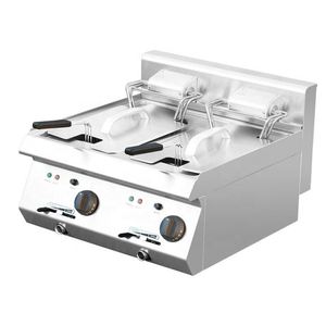 Friteuse professionnelle à gaz Kingbetter, double cuve en acier inoxydable, 400 mm de profondeur, 10 kW, certifiée CE, à double brûleur, pour friture - Product Image 2