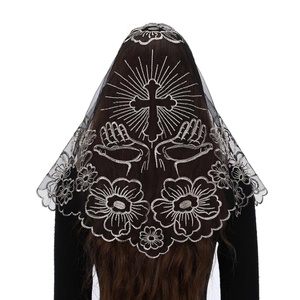 <span class=keywords><strong>Voile</strong></span> de cérémonie catholique en dentelle espagnole brodée, motif croix <span class=keywords><strong>triangulaire</strong></span>, <span class=keywords><strong>voile</strong></span> de cérémonie en dentelle - Product Image 1