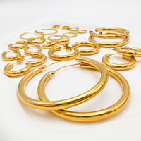 Gaovo Boucles d'oreilles créoles en acier inoxydable plaqué or 14 carats, plusieurs tailles, minimalistes, classiques, rondes, bijoux d'oreille pour femmes