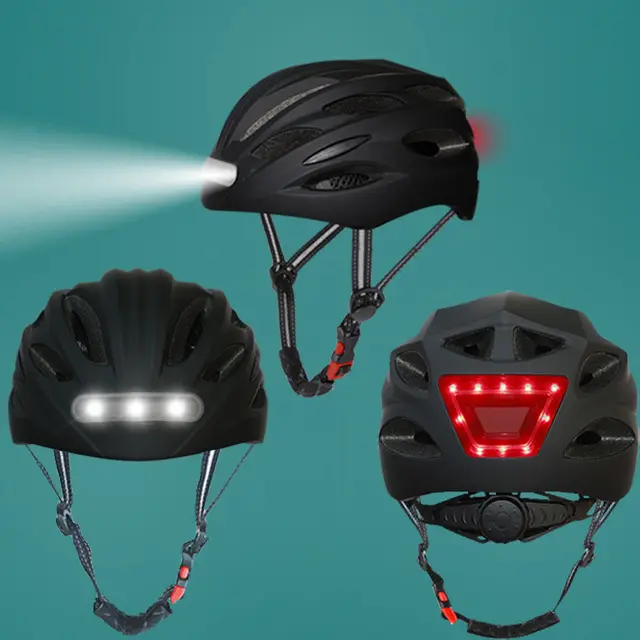RTS प्रकाश चेतावनी प्रकाश के साथ एलईडी हेलमेट एकीकृत साइकिलिंग रोड बाइक हेलमेट साइकल चलाना हेलमेट सामने और रियर रोशनी