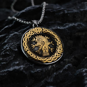 Vintage Stainless Steel Men's Pendant Viking Tree Of Life Dragon <b>Compass</b> <b>Necklace</b> Charm Themed Jewelry Gift For Clothing - Product Image 4
