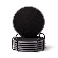 Ensemble de dessous-de-verre ronds en feutre de silicone avec support métallique, tapis à boissons modernes et minimalistes, décoration de table