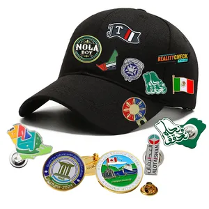 Fabricantes pinos de chapéu de esmalte, logotipo personalizado 3d botão epóxi dome chapéu pinos mexicano arábia saudita pinos magnéticos para lembrança