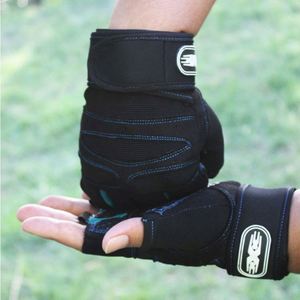 Gants de musculation en cuir pour le commerce international, compatibles écran tactile, design demi-doigts d'été, sangle réglable pour haltères et barres - Product Image 3
