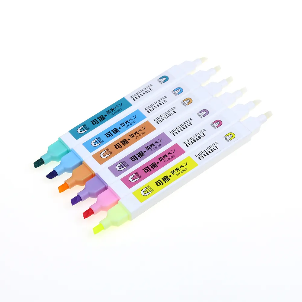 Promotionele Multi Gekleurde Dual Tip Markeerstift Set Uitwisbare Markeerstift Marker Pen Met Custom Logo