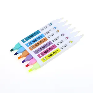 促销多色双尖荧光笔套装可擦式荧光笔标记笔，带自定义徽标
