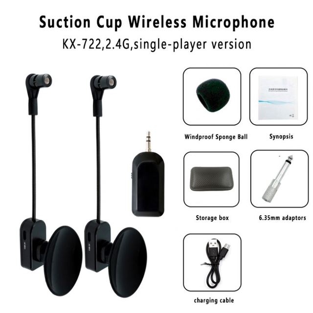 Free logo 2.4G Wireless Instrument Microphone Receiver with Detachable Suction Cup for Guitar Violin Cello Accordion
