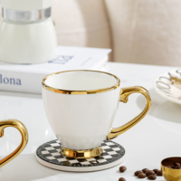 Ensemble tasse turque en céramique personnalisée avec soucoupe glaçure colorée bord or de luxe porcelaine espresso cappuccino café lait tasse à thé