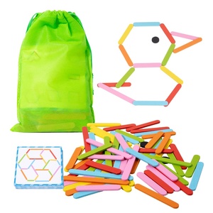 Puzzle creativo in legno con <span class=keywords><strong>bastoncini</strong></span> per ghiaccioli, gioco educativo per bambini, puzzle di forme, giocattoli Montessori STEM per lo sviluppo cognitivo della geometria - Product Image 6