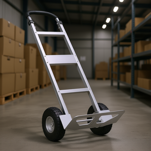 รถเข็นอลูมิเนียมอัลลอยด์สำหรับงานหนัก รับน้ำหนักได้ 500 ปอนด์ ล้อกันลื่น รถเข็นอุตสาหกรรมแบบพกพา สีเงิน - Product Image 2