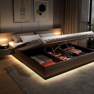 Lit de style nordique, lit de sol moderne simple avec rangement, lit japonais en tatami - Product Image 3