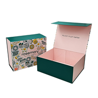Boîte cadeau magnétique de luxe avec ruban, pliage personnalisé, logo en relief, revêtement UV, carton rigide recyclable, papier noir