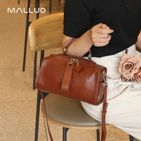 Tas Boston Kulit Asli Wanita Model Retro 2026, Tas Selempang Kulit Sapi untuk Kerja, Tas Bahu Tunggal Wanita