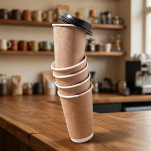 Vasos de papel kraft de 10 oz y 80 mm (300 ml) para café, de pared simple, desechables, para bebidas calientes, vasos de papel de doble pared. - Product Image 3