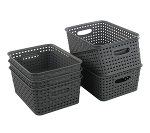 Cestas de almacenamiento de plástico para libros, artículos y accesorios sueltos de papelería, suministros de oficina para el hogar - Product Image 1