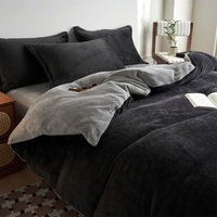 Parure de lit en velours de lait ultra doux et respirant pour l'hiver, comprenant une housse de couette et un drap plat, taille King, idéale pour la maison et les dortoirs.