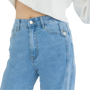 Ropa personalizada Oem Fábrica de azul claro Super Stretch Jean Tela Denim Baggy Jeans - Product Image 1