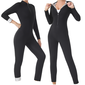 Wholesale Custom Men's Eco-Friendly <b>PVC</b> Long Sleeve Half Zip <b>Jumpsuit</b> Four Way Stretch Sauna Suits Gym Fitness Bodysuit OEM - Product Image 1