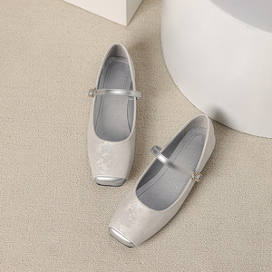 Spring Summer New Style Flats for Women Chinoiserie Gentle Slip-On Shallow Mouth Square Toe Soft Autumn - Product Image 4