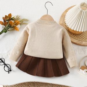 Pronto in Magazzino: Set Invernale per Bambine, Cardigan e Gonna, Abbigliamento Caldo in Maglia Spessa, Completo Due Pezzi per Bambini - Product Image 5