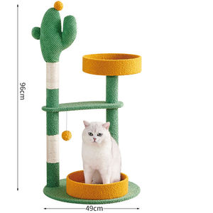 ต้นไม้แมวสีเขียวรูปต้นกระบองเพชรพร้อมแคปซูลอวกาศในตัว สไตล์ชนบท ทำจากไม้เนื้อแข็ง ทนทาน ใช้ได้ทุกฤดู - Product Image 5