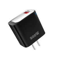 Chargeur mural USB 200W avec prise US EU UK, câble Type C, QC3.0, chargeur rapide pour téléphone portable, adaptateur secteur USB 200W à charge rapide