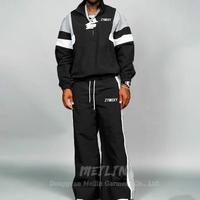 Ensemble de survêtement pour homme personnalisé, coupe-vent en nylon vierge, veste zippée et pantalon en nylon, deux pièces pour le jogging